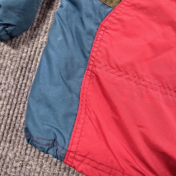 Vintage LL Bean Jacket Mens Large Red Colorblock Aztec Thinsulate Hooded USA 90s - Picture 7 of 16